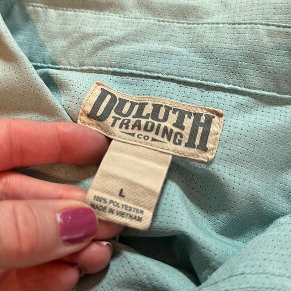 Duluth Trading Co. Men's Vented S/S Button Up Fishing Shirt Size L Green - Picture 4 of 6